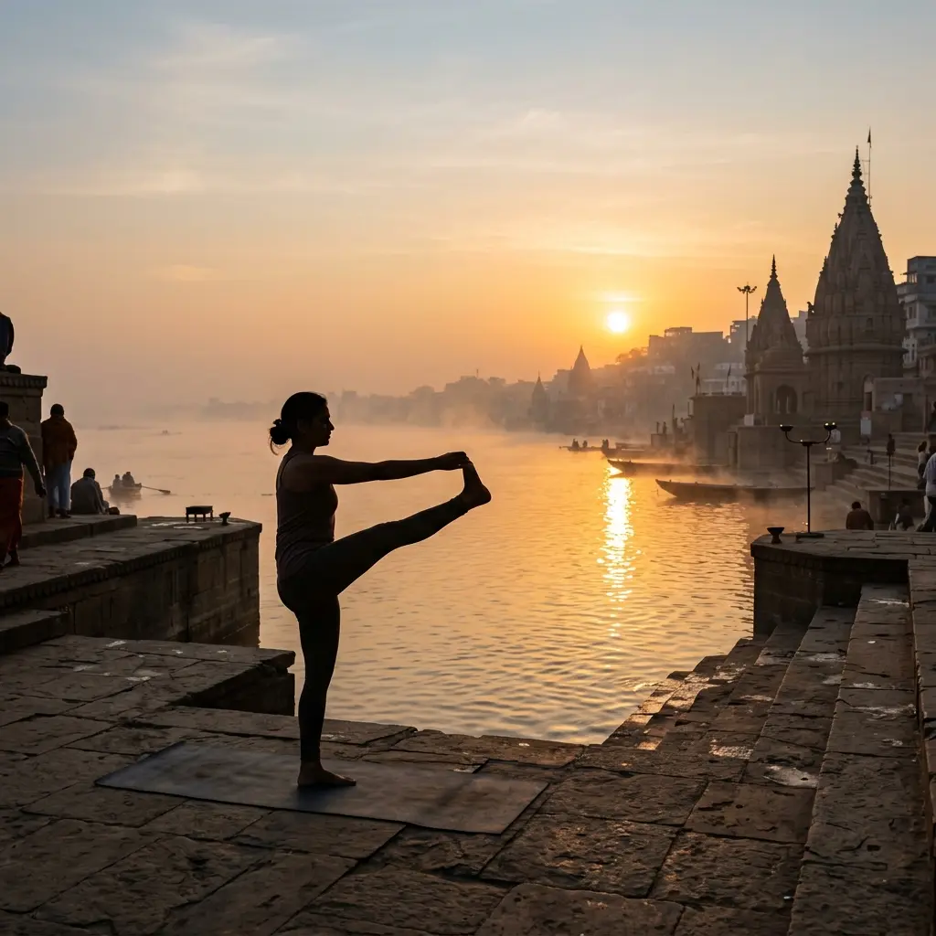 Sunrise yoga by the river